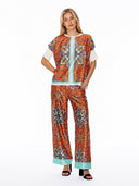 Paisley Print Loose Short Knit Cuff Sleeve Top TOP Gracia Fashion 
