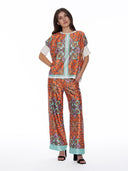 Paisley Print Wide Leg Pants PANTS Gracia Fashion 