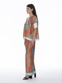 Paisley Print Wide Leg Pants PANTS Gracia Fashion 