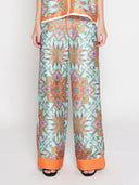 Paisley Print Wide Leg Pants PANTS Gracia Fashion BLUE S 