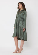 Parachute Gathered Hoodie Dress With Drawstring DRESS Gracia Fashion 