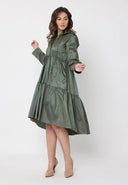 Parachute Gathered Hoodie Dress With Drawstring DRESS Gracia Fashion 