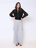 Patchwork Lace Embroidered Zip-Up Jacket JACKET Gracia Fashion 