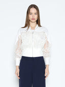 Patchwork Lace Embroidered Zip-Up Jacket JACKET Gracia Fashion WHITE S 