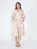 Patterned A-Line Dress with V-Neck Collar DRESS Gracia Fashion 