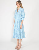 Patterned A-Line Dress with V-Neck Collar DRESS Gracia Fashion 