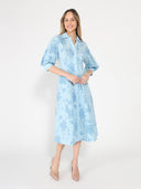 Patterned A-Line Dress with V-Neck Collar DRESS Gracia Fashion 