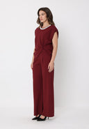 Pearl Beaded Round Neck Side Twist Knot Top SET Gracia Fashion 