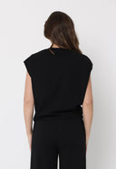 Pearl Beaded Round Neck Side Twist Knot Top SET Gracia Fashion 