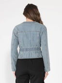 Pearl Embellished Elastic Waist Long Sleeve JACKET Gracia Fashion 