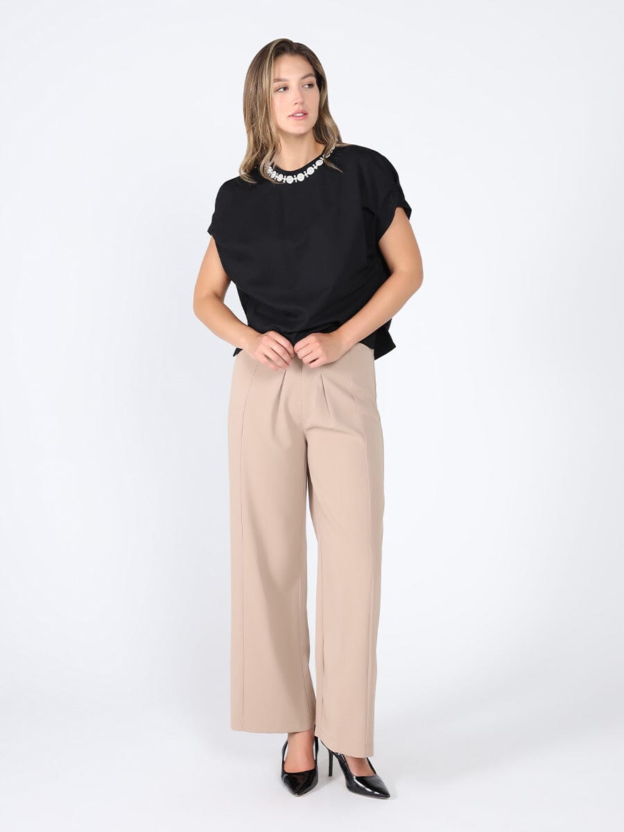 Pearl Work Round Neck Top TOP Gracia Fashion 