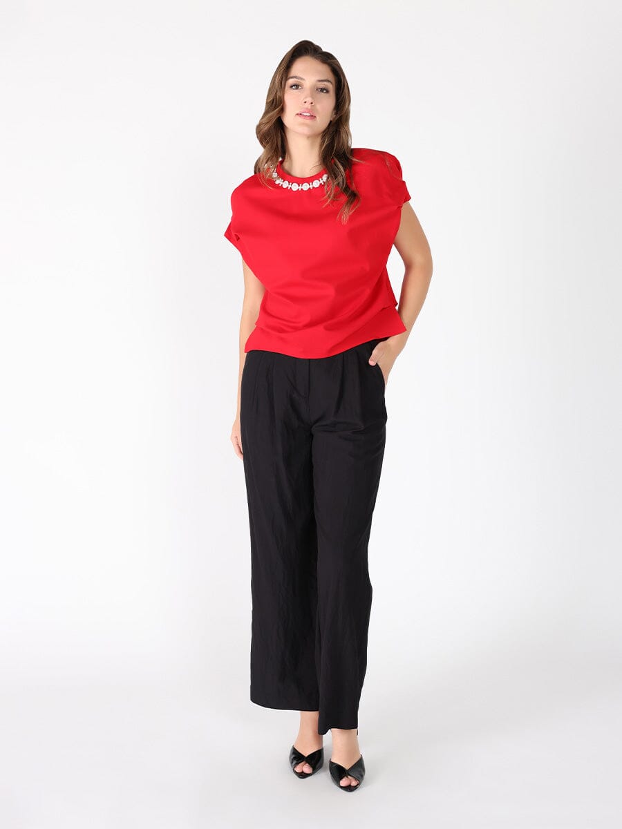 Pearl Work Round Neck Top TOP Gracia Fashion 