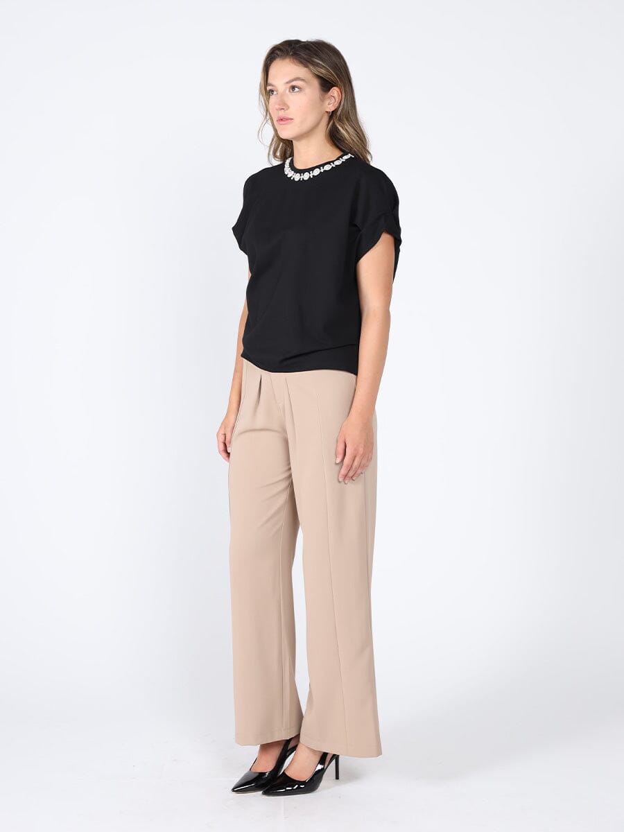 Pearl Work Round Neck Top TOP Gracia Fashion 