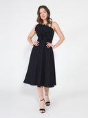 Pleated Detail Strap A-Line Dress DRESS Gracia Fashion 
