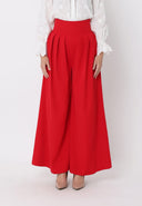 Pleated High Waist Wide Leg Long Pants PANTS Gracia Fashion DARK RED S 