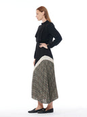 Pleated Skirt with Checks and Color Blocks SKIRT Gracia Fashion 