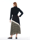Pleated Skirt with Checks and Color Blocks SKIRT Gracia Fashion 