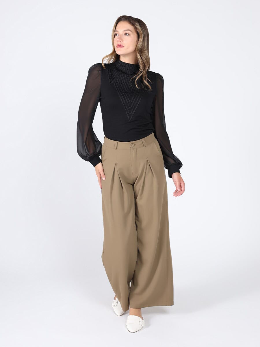 Pleated Wide Leg Pants PANTS Gracia Fashion 