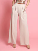 Pleated Wide Leg Pants PANTS Gracia Fashion BEIGE S 