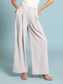 Pleated Wide Leg Pants PANTS Gracia Fashion L/GREY S 