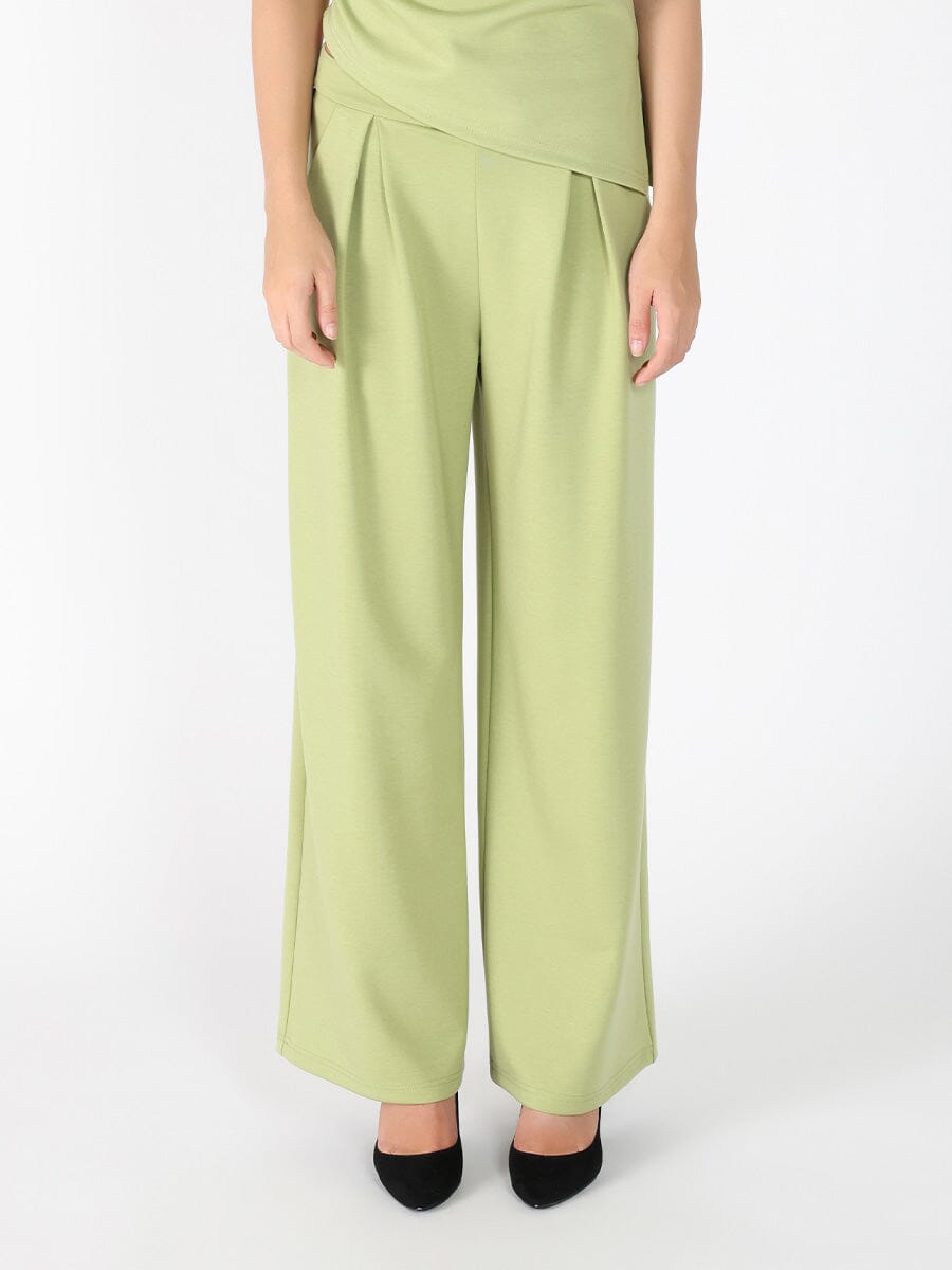 Pleated Wide Leg Pants PANTS Gracia Fashion SAGE S 