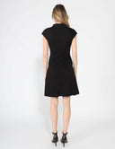 Pleather Cut Out Cap Sleeve Dress DRESS Gracia Fashion 