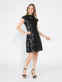Pleather Cut Out Cap Sleeve Dress DRESS Gracia Fashion 