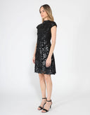 Pleather Cut Out Cap Sleeve Dress DRESS Gracia Fashion 