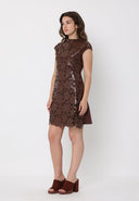 Pleather Cut Out Cap Sleeve Dress DRESS Gracia Fashion 