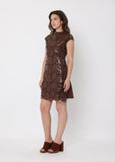 Pleather Cut Out Cap Sleeve Dress DRESS Gracia Fashion 