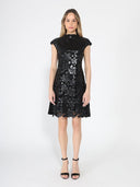 Pleather Cut Out Cap Sleeve Dress DRESS Gracia Fashion BLACK S 