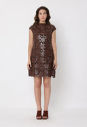 gracia fashion dresses Floral Applique Satin & Cotton Fabric Dress Black / L