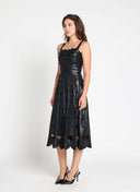 Pleather Cutout Strappy Midi Dress DRESS Gracia Fashion 