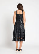 Pleather Cutout Strappy Midi Dress DRESS Gracia Fashion 