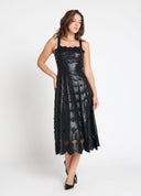 Pleather Cutout Strappy Midi Dress DRESS Gracia Fashion 