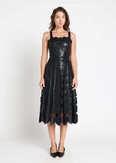 Pleather Cutout Strappy Midi Dress DRESS Gracia Fashion BLACK S 