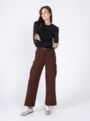 Pleather Patched Long Sleeve Top TOP Gracia Fashion 