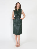 Pleather Sleeveless Dress DRESS Gracia Fashion 
