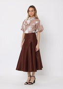 Pleats Detail A-Line Midi Length Skirt SKIRT Gracia Fashion 