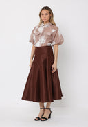 Pleats Detail A-Line Midi Length Skirt SKIRT Gracia Fashion 