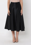 Pleats Detail A-Line Midi Length Skirt SKIRT Gracia Fashion BLACK S 