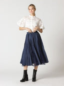 Pleats with Sheer Midi Skirt SKIRT Gracia Fashion 