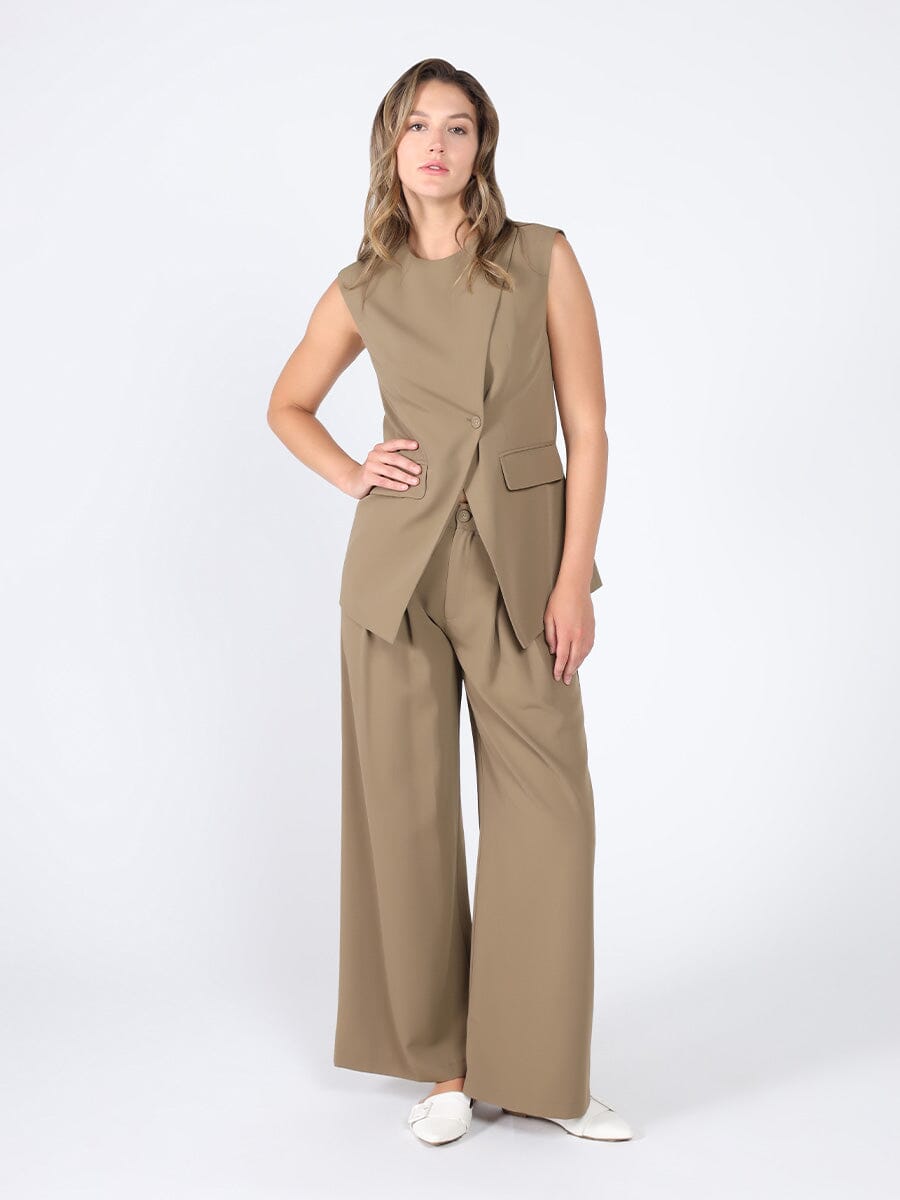 Ponte vest top VEST Gracia Fashion BROWN S 