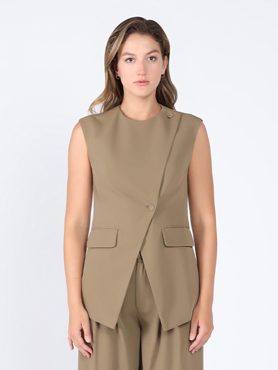 Ponte vest top VEST Gracia Fashion BROWN S 