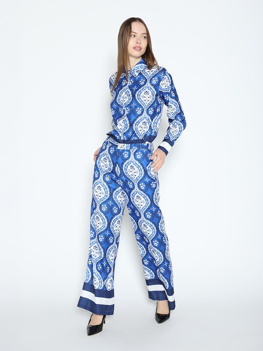 Print Long Sleeve Pajama Set Shirt TOP Gracia Fashion 