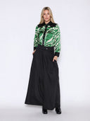 Print & Pleather Spliced Button-Down Shirt Top TOP Gracia Fashion 