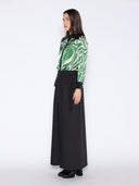Print & Pleather Spliced Button-Down Shirt Top TOP Gracia Fashion 
