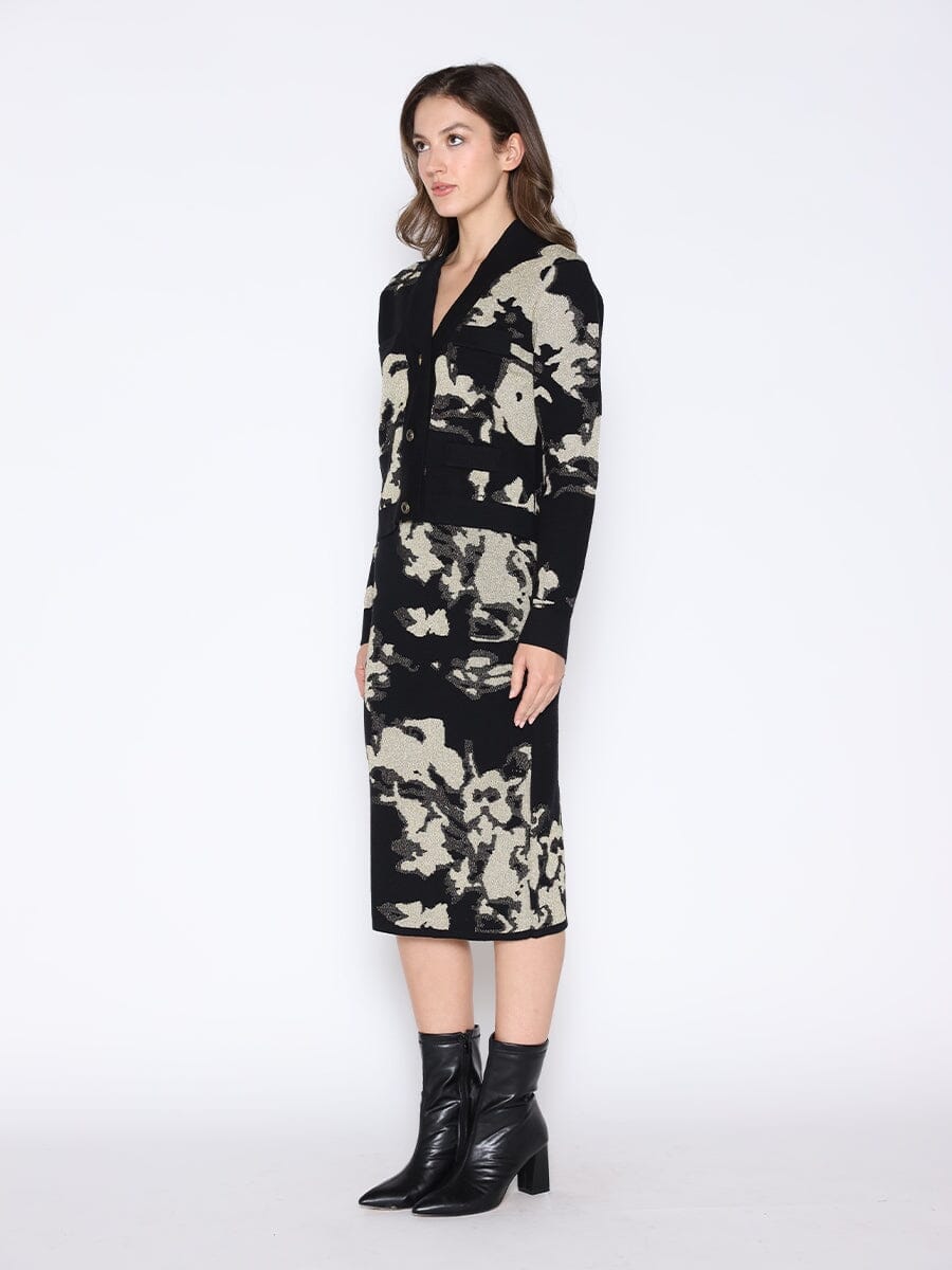 Print V-Neck Button Down Wool Knitted Cardigan SWEATER Gracia Fashion 