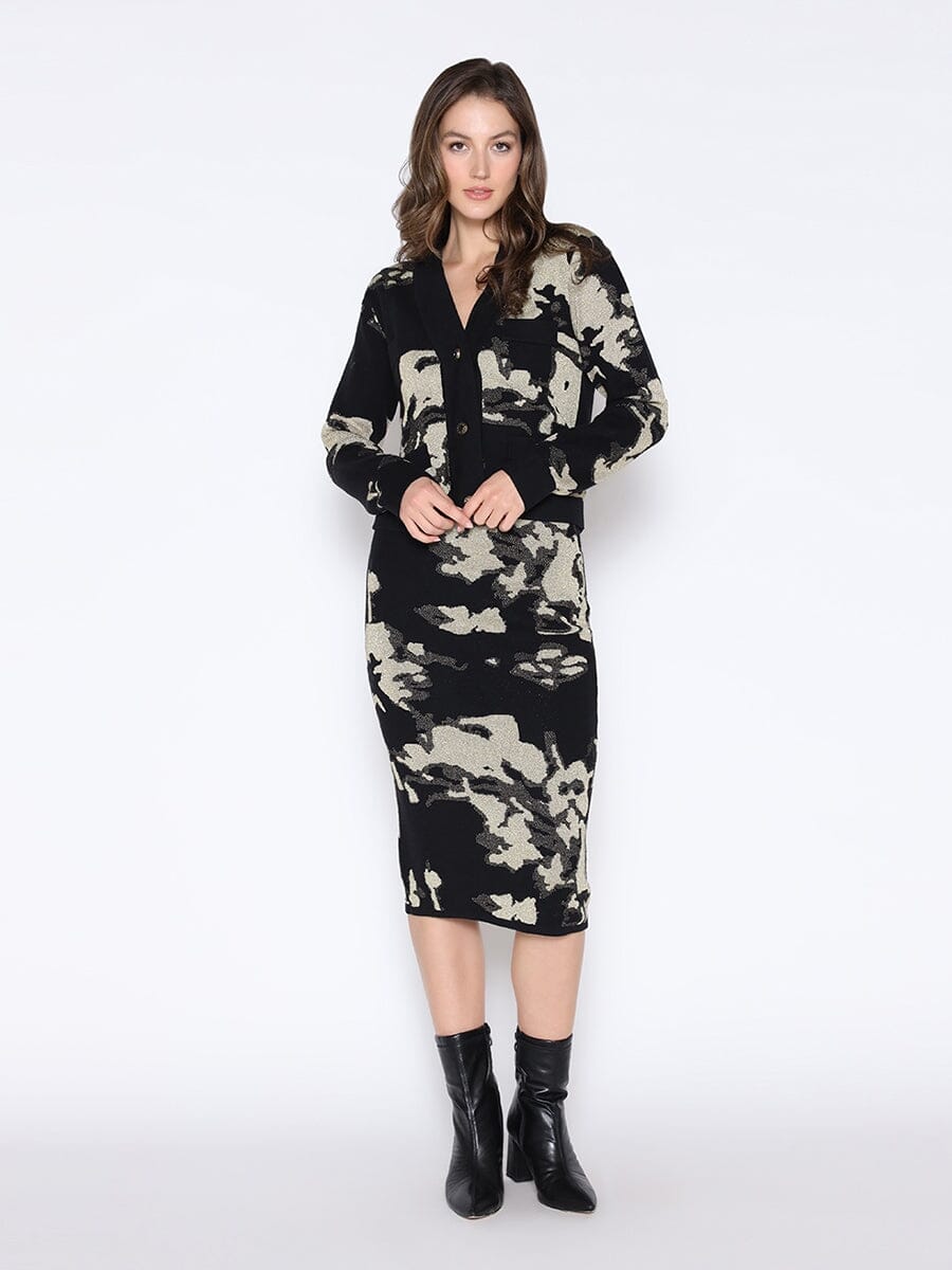 Print V-Neck Button Down Wool Knitted Cardigan SWEATER Gracia Fashion 