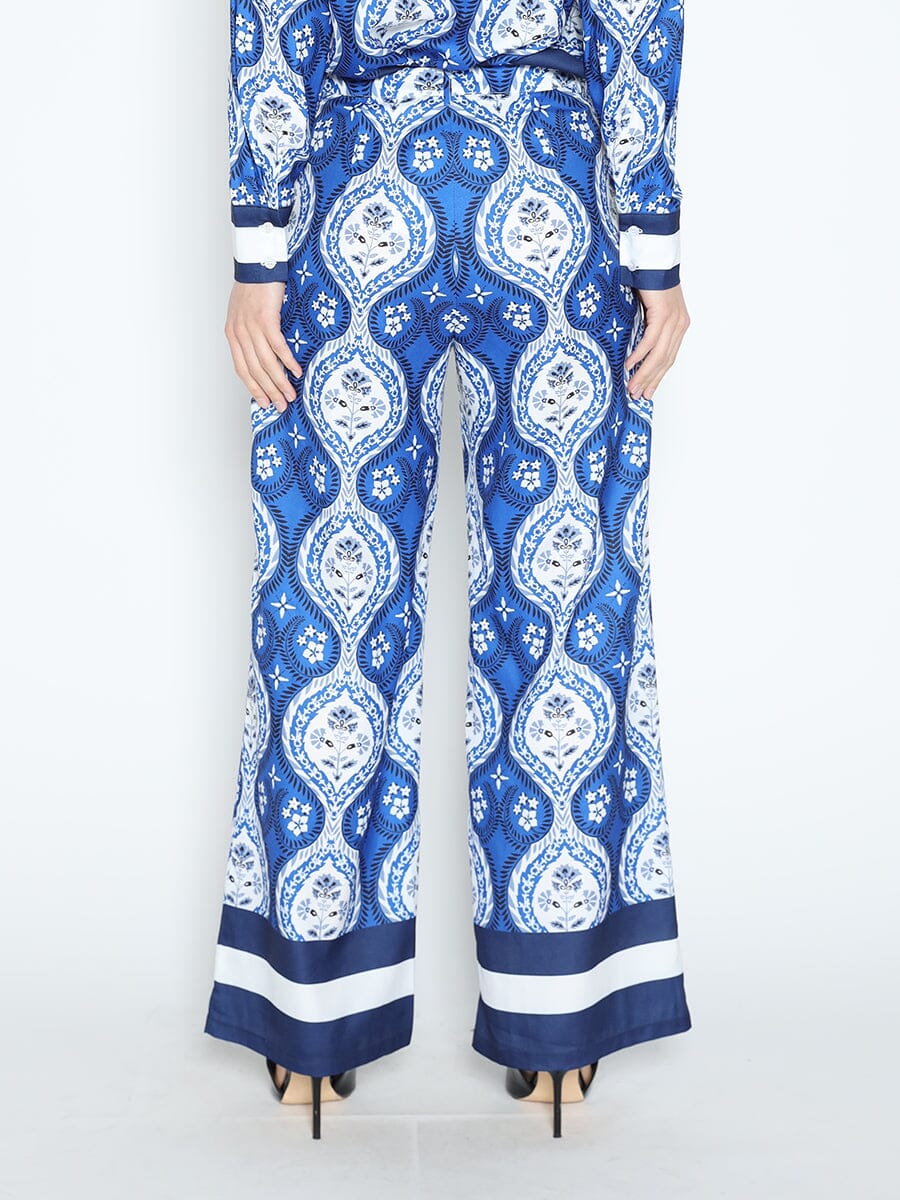 Print Wide Leg Pajama Set Pants PANTS Gracia Fashion 